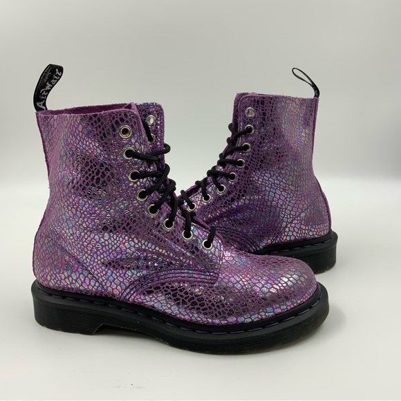 Dr. Martens Shoes - DR. Martens Docs 1460 Pascal Purple Snake Metallic Suede Boots. Size US 7 Womens